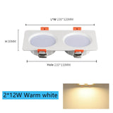 Recessed Square Ceiling Lamp COB 10W 24W LED Downlight with Driver Dimmable AC 110V 220V Spotlight For Indoor Lighting