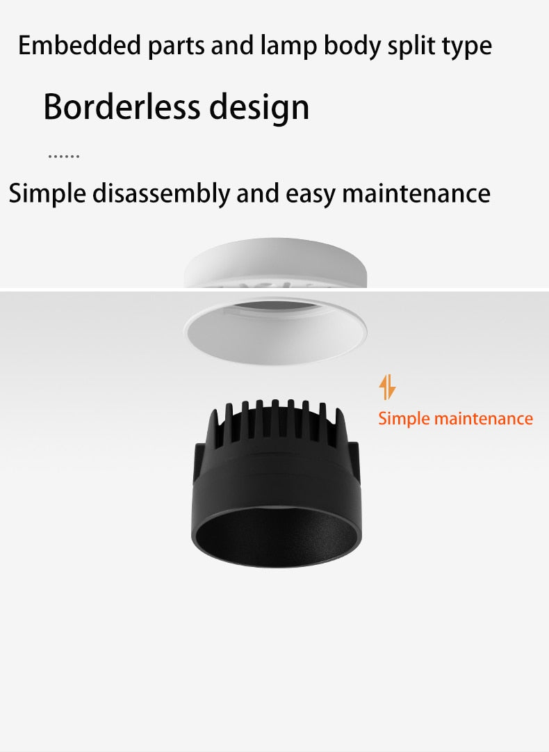 Saiyo Smart Dimmable Tuya LED Downlight Recessed Anti Glare Embedded 7W 10W Spot Lights Aluminum No Border Lamp Indoor Lighting