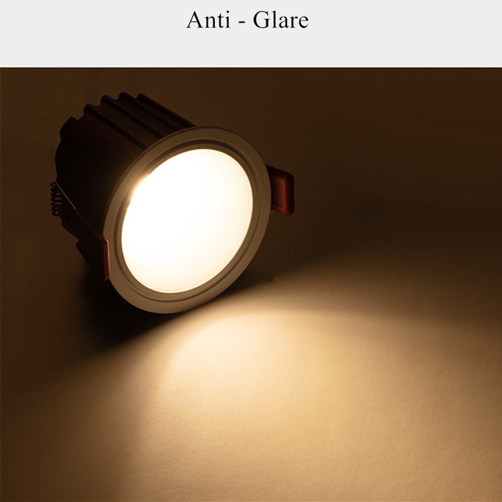 DBF 2020 Stylish Anti Glare Round Ceiling Recessed LED Downlight 7W 12W Dimmable LED Ceiling Spot Light Pic Background