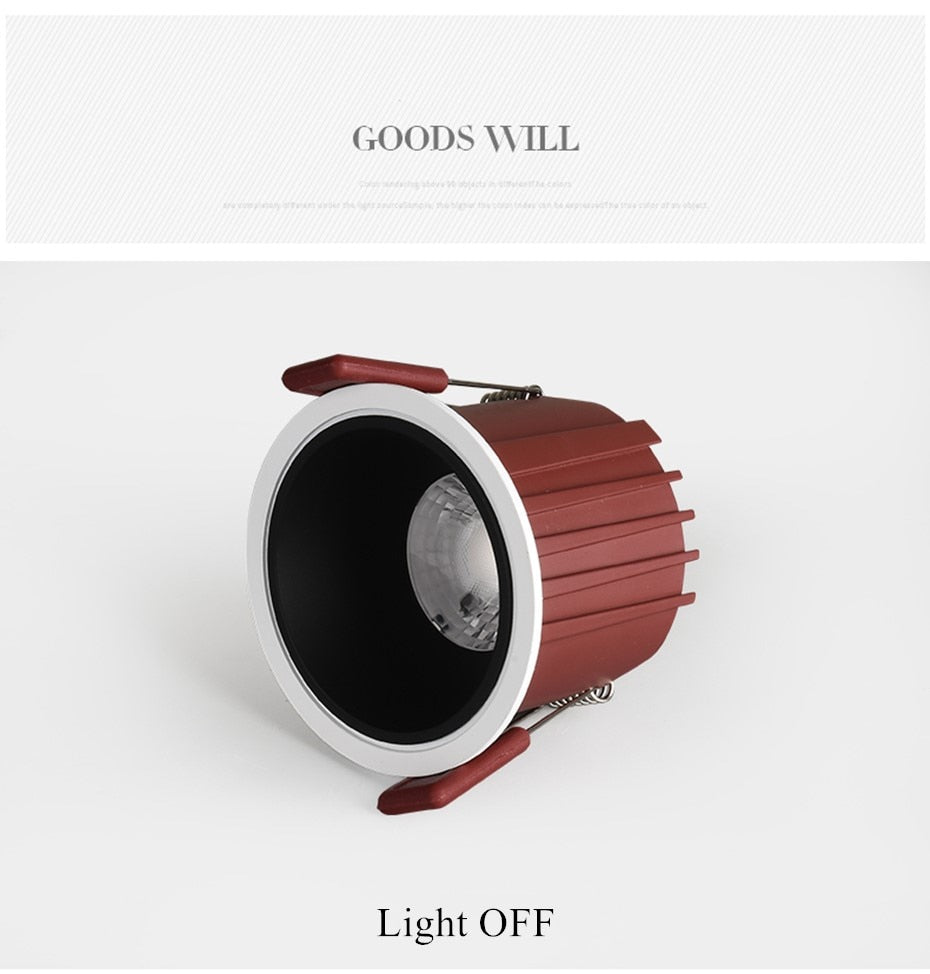 DBF 2020 Stylish Anti Glare Round Ceiling Recessed LED Downlight 7W 12W Dimmable LED Ceiling Spot Light Pic Background