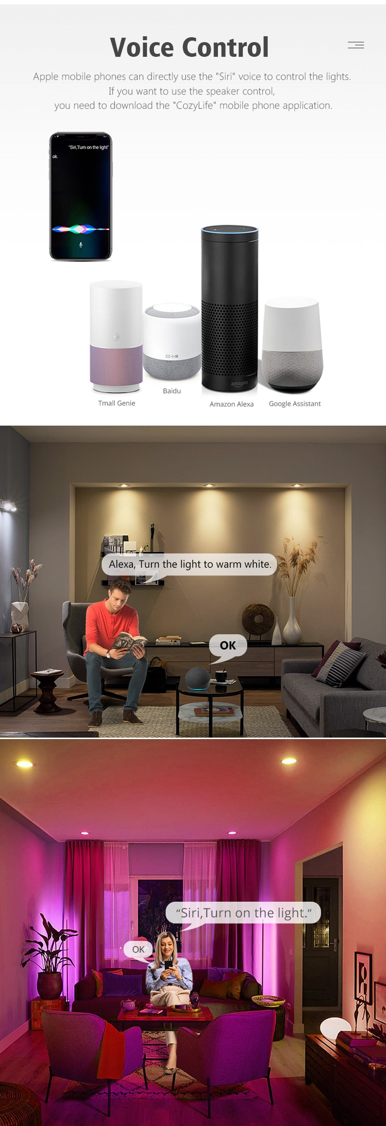 Home Decor WiFi Apple HomeKit E27 Base Smart LED Bulb Magic Lamp Colourful RGBWW RGBCW Downlight Work with Alexa Google Home