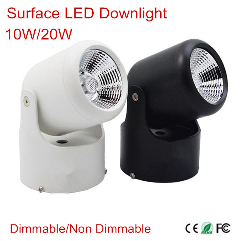 Dimmable 10W 20W Super Bright Spot light 180 Degree Rotation Surface Mounted Ceiling Lamp LED DownLight Warm/Natural/Cold White