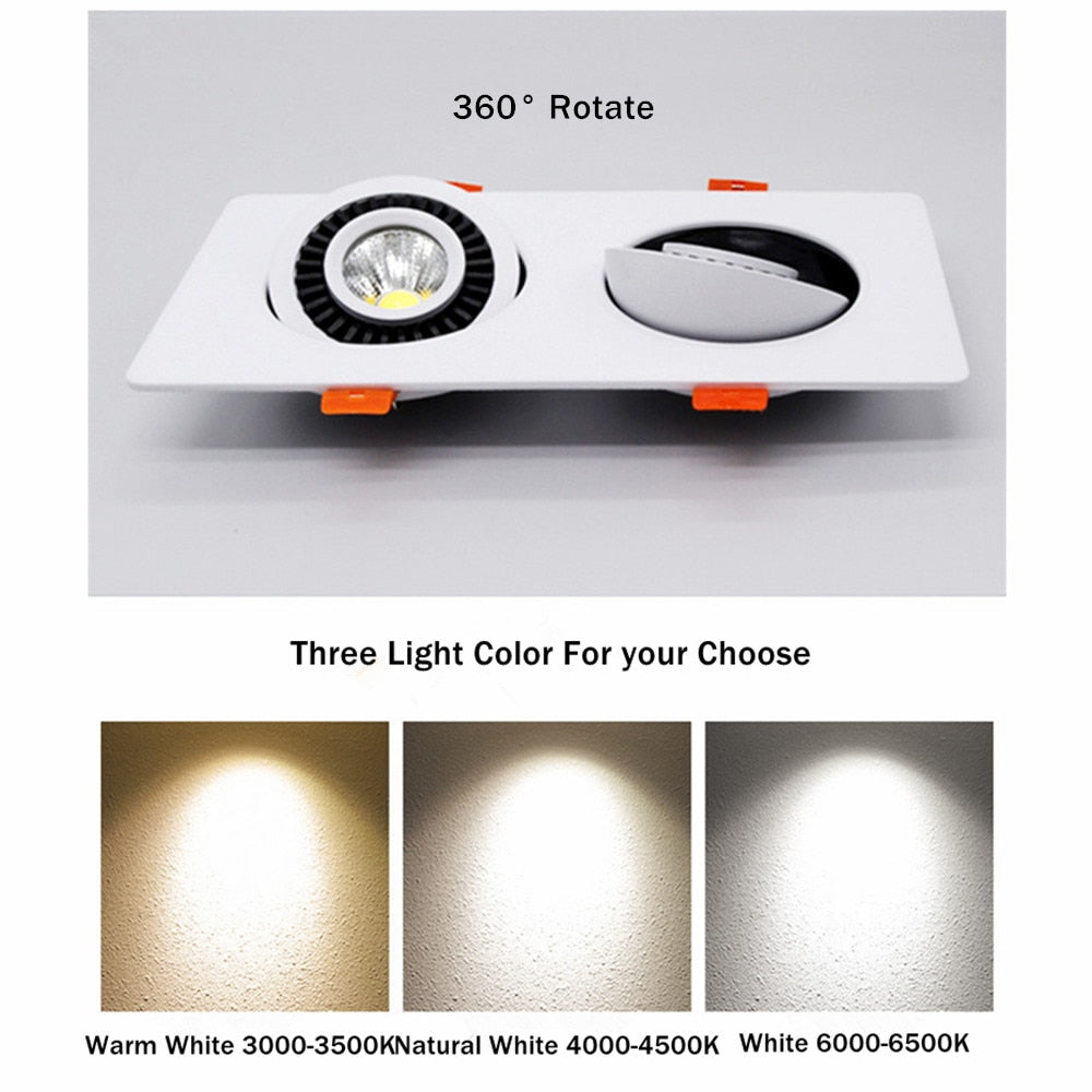 360 Angle Rotatable LED Downlight Recessed LED Lamp 10W 20W 24W Dimmable COB Spot Light for Background lights LED Ceiling lamp