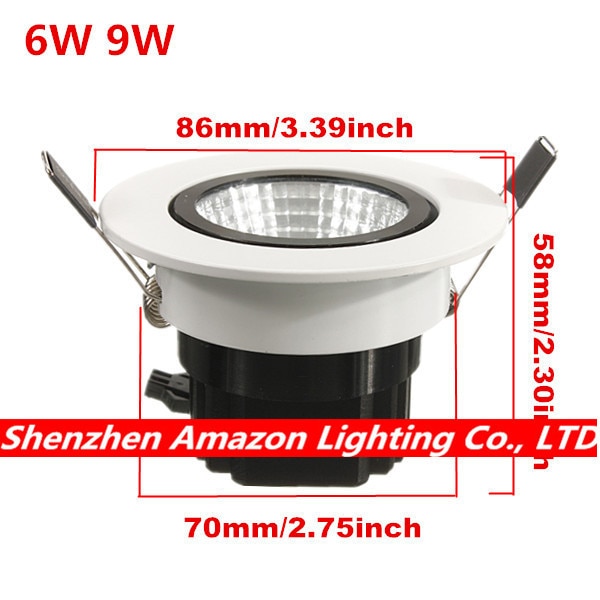 High Brightness COB led downlight lamp 6W 9W 12W 15W white shell AC85~265V spotlight ceiling Warm / Cool White