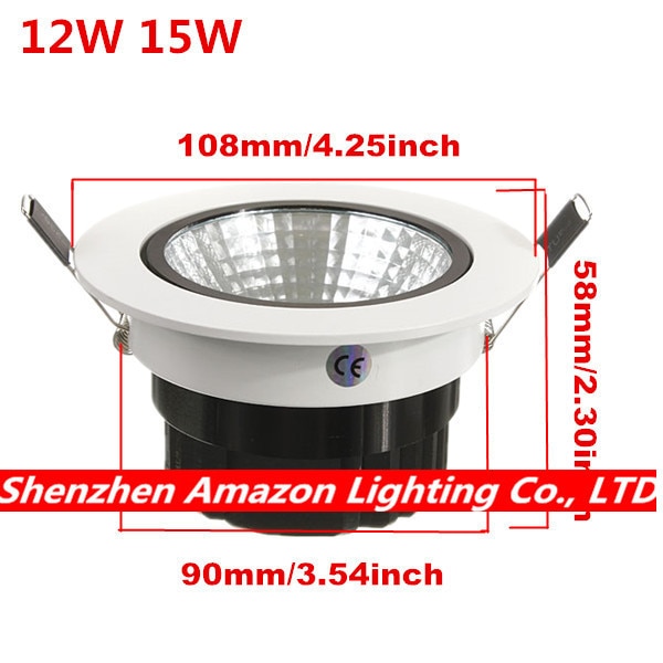 High Brightness COB led downlight lamp 6W 9W 12W 15W white shell AC85~265V spotlight ceiling Warm / Cool White