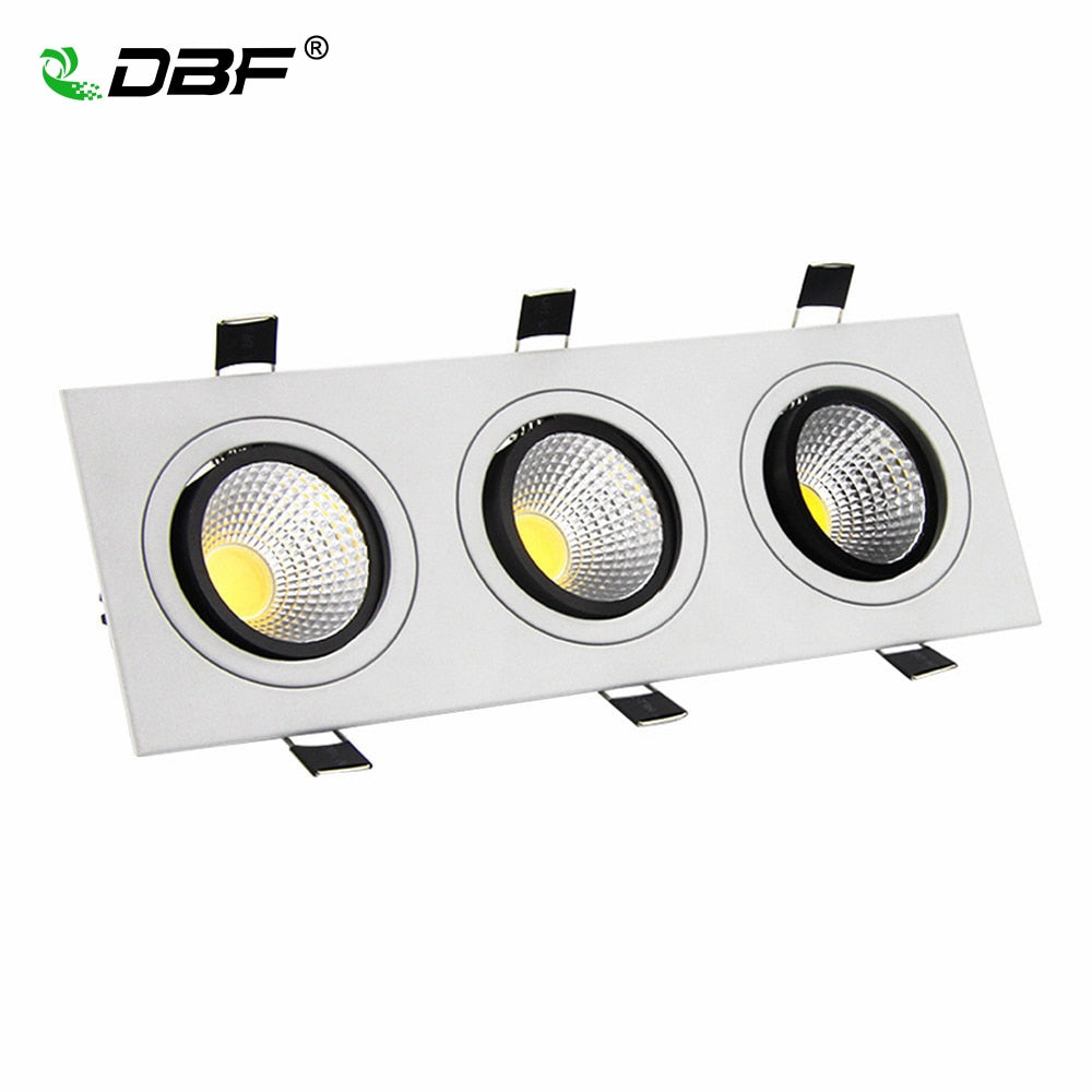 DBF Dimmable Square LED Downlight COB Ceiling Spot Light 15W 21W 30W 36W Ceiling Recessed AC110-220V Spot Light Indoor Lighting