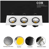 DBF Dimmable Square LED Downlight COB Ceiling Spot Light 15W 21W 30W 36W Ceiling Recessed AC110-220V Spot Light Indoor Lighting