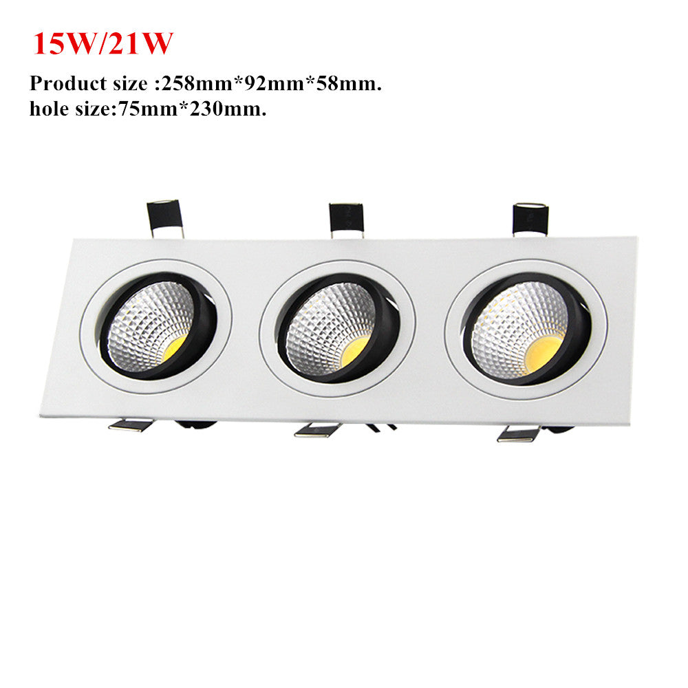 DBF Dimmable Square LED Downlight COB Ceiling Spot Light 15W 21W 30W 36W Ceiling Recessed AC110-220V Spot Light Indoor Lighting