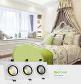 DBF Dimmable Square LED Downlight COB Ceiling Spot Light 15W 21W 30W 36W Ceiling Recessed AC110-220V Spot Light Indoor Lighting