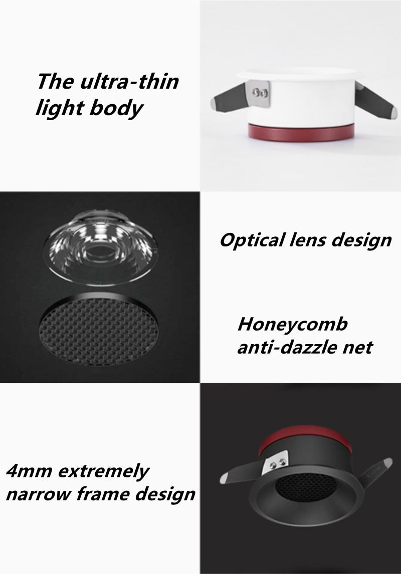 2020 New LED Dimmable Downlight Ultra Thin Anti Glare Spot light 7W 9W 12W 15W Recessed LED ceiling lamp AC85V-220V LED Lamp