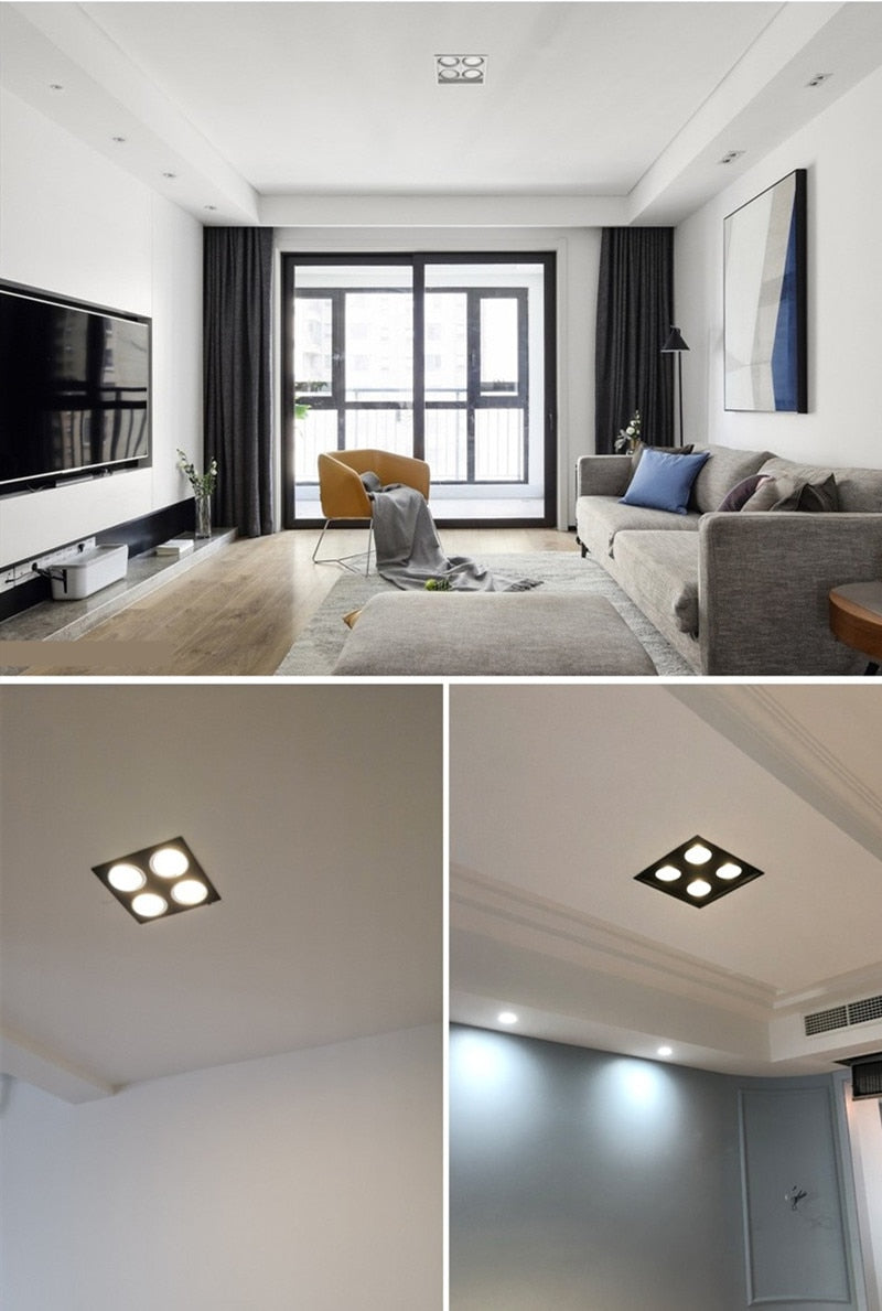 Super bright square dimmable led cob ceiling spotlight 40W/48W AC85-265V ceiling recessed light indoor lighting