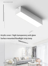 Saiyo LED Ceiling Lamp Surface mounted Downlight Aluminum Long Acrylic Cover Strip Lamp Rectangular Panel Light For Home Office