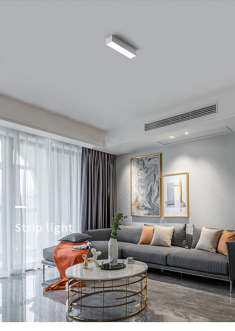 Saiyo LED Ceiling Lamp Surface mounted Downlight Aluminum Long Acrylic Cover Strip Lamp Rectangular Panel Light For Home Office