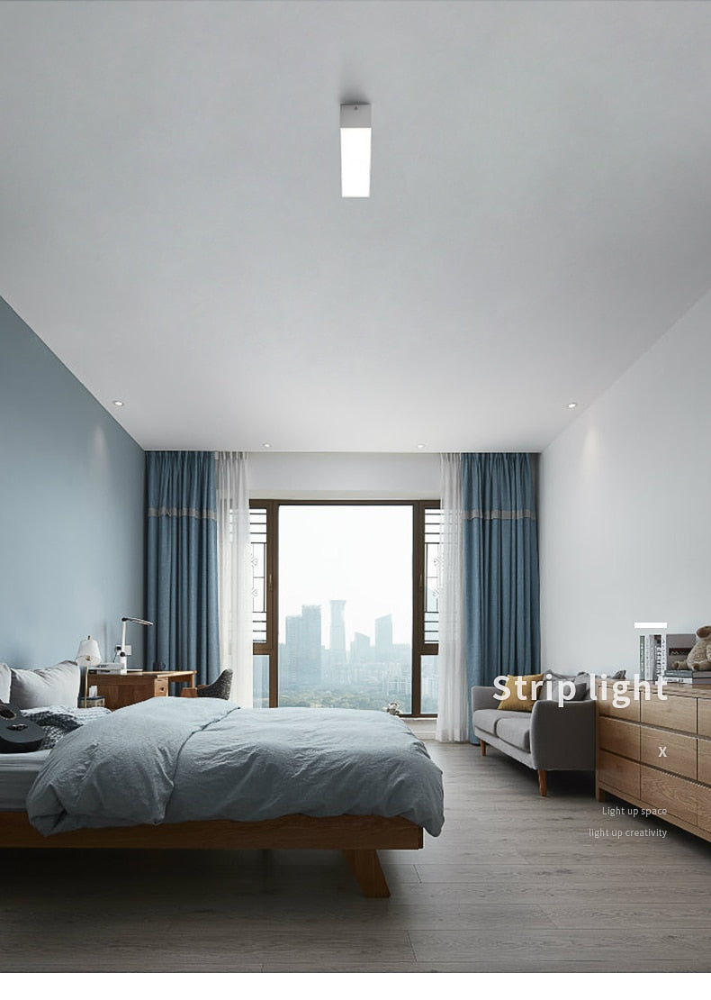 Saiyo LED Ceiling Lamp Surface mounted Downlight Aluminum Long Acrylic Cover Strip Lamp Rectangular Panel Light For Home Office