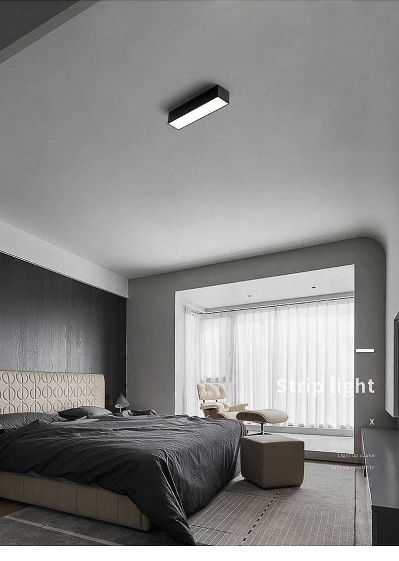 Saiyo LED Ceiling Lamp Surface mounted Downlight Aluminum Long Acrylic Cover Strip Lamp Rectangular Panel Light For Home Office