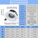 Recessed LED Downlight 5W 10W 15W 20W Adjustable 4pcs Spot LED Ceiling Down Light 90-260V Dimmable LED Spotlight
