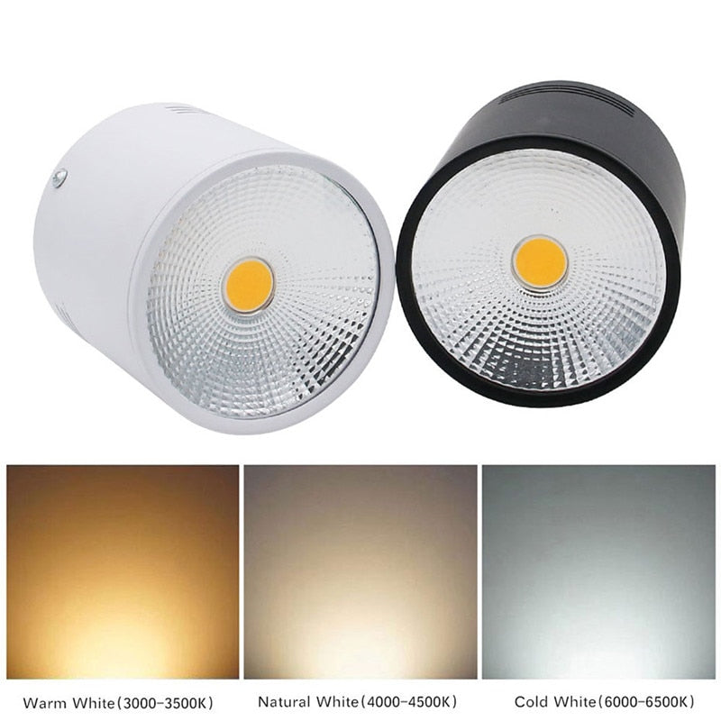 Surface Mounted LED Downlights 20W 30W LED Ceiling Down Lamp Kitchen Bathroom Dimmable LED COB Downlights 3000K/4000K/6000K