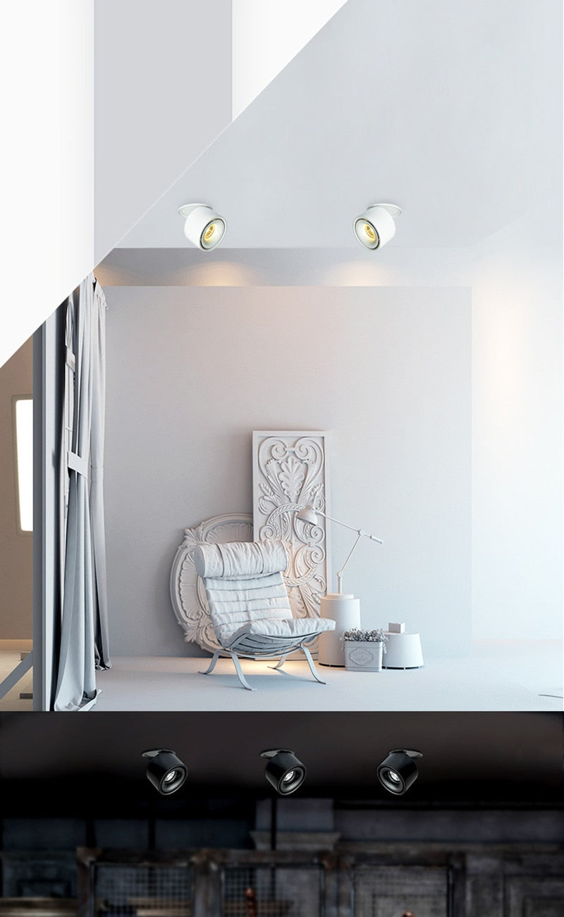 360 degree Rotatable LED COB Recessed Downlight Black/White Housing 7W 10W 12W 15W 18W LED Ceiling Spot Light AC110V 220V