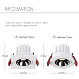 LED Downlight Dimmable 7W 12W Square/Round Recessed Lamp AC220V 230V NO Glare Recessed LED Lamp Spot Light for Indoor Lightings