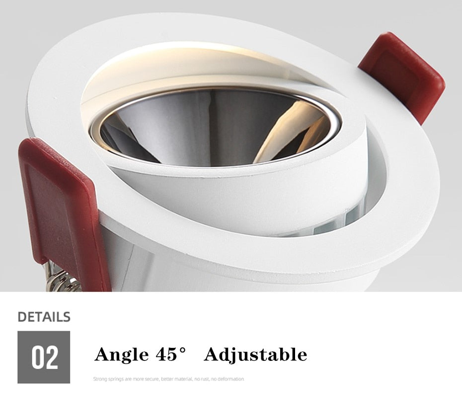 LED Downlight Dimmable 7W 12W Square/Round Recessed Lamp AC220V 230V NO Glare Recessed LED Lamp Spot Light for Indoor Lightings