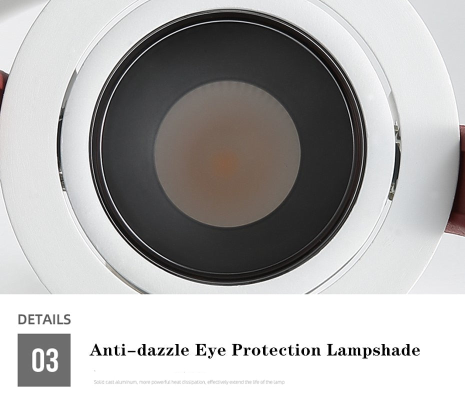 LED Downlight Dimmable 7W 12W Square/Round Recessed Lamp AC220V 230V NO Glare Recessed LED Lamp Spot Light for Indoor Lightings