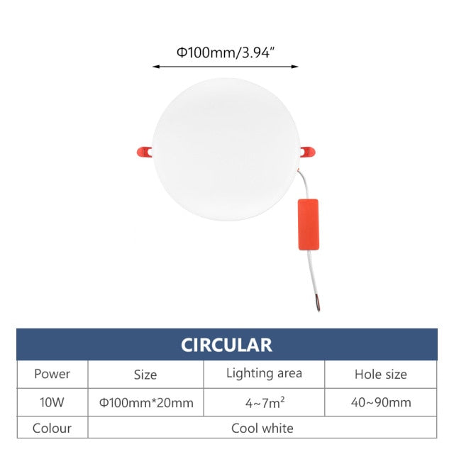 LED Recessed Lighting Panel Downlight Ceiling Light Bedroom Indoor Ultraslim Round Downlights 10W-36W Cool White Home Decor Lamp