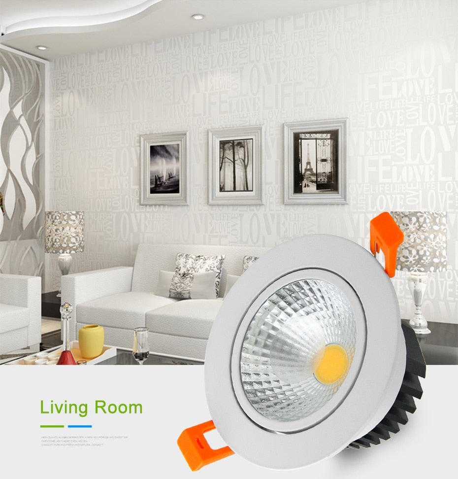 Dimmable led downlight COB 6W 9W 12W 15W 110v 220v Spot LED DownLights Ceiling Recessed Downlights Warm White/Nature White/Whie