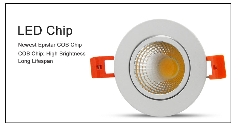Dimmable led downlight COB 6W 9W 12W 15W 110v 220v Spot LED DownLights Ceiling Recessed Downlights Warm White/Nature White/Whie