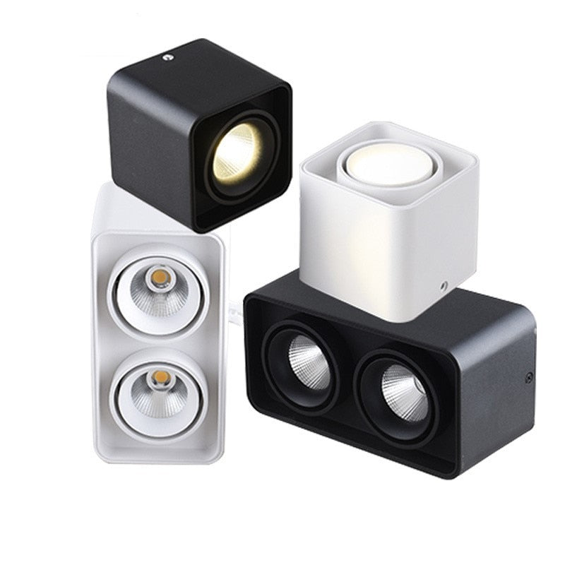 Square COB LED dimmable Downlights 10W/15W/20W/30W Surface Mounted LED Ceiling Lamps Spot Light LED Downlights AC85V-265V