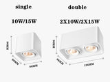 Square COB LED dimmable Downlights 10W/15W/20W/30W Surface Mounted LED Ceiling Lamps Spot Light LED Downlights AC85V-265V
