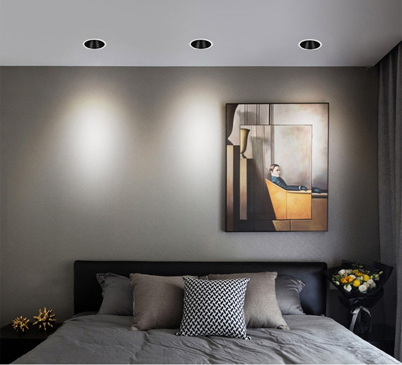 Dimmable Recessed Anti Glare COB LED Downlights 7W/9W/12W/15W LED Ceiling Spot Lights AC85~265V Background Lamps Indoor Lighting