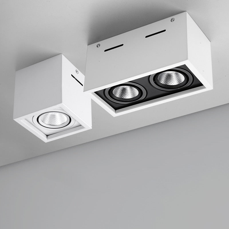 Super Brightness AC 85-230V Square Surface Mounted LED COB Dimmable Downlights 10W 15W 2X10W 2X15W LED Ceiling Lamp Spot Light