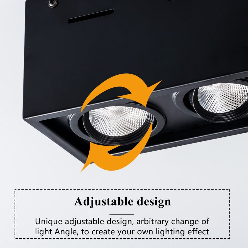 Super Brightness AC 85-230V Square Surface Mounted LED COB Dimmable Downlights 10W 15W 2X10W 2X15W LED Ceiling Lamp Spot Light