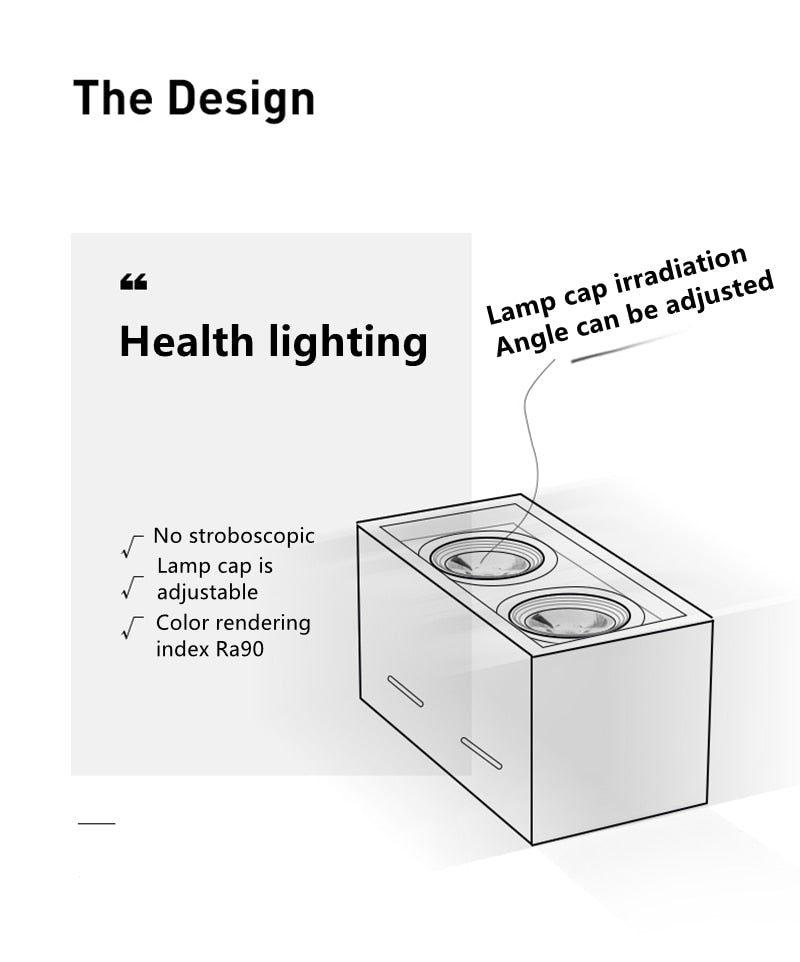 Super Brightness AC 85-230V Square Surface Mounted LED COB Dimmable Downlights 10W 15W 2X10W 2X15W LED Ceiling Lamp Spot Light