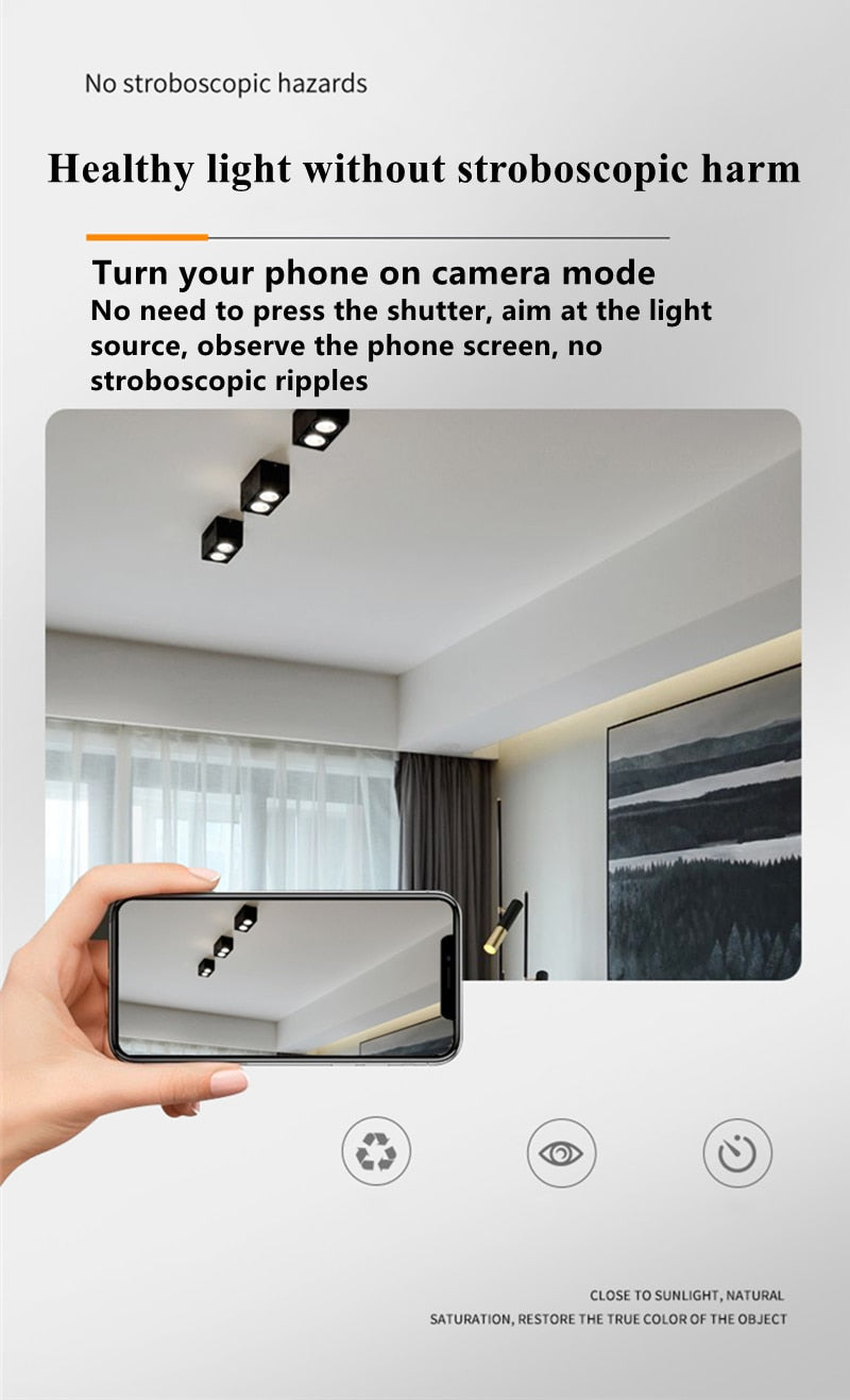 Super Brightness AC 85-230V Square Surface Mounted LED COB Dimmable Downlights 10W 15W 2X10W 2X15W LED Ceiling Lamp Spot Light