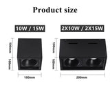 Super Brightness AC 85-230V Square Surface Mounted LED COB Dimmable Downlights 10W 15W 2X10W 2X15W LED Ceiling Lamp Spot Light