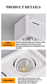 Super Brightness AC 85-230V Square Surface Mounted LED COB Dimmable Downlights 10W 15W 2X10W 2X15W LED Ceiling Lamp Spot Light
