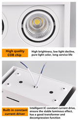 Super Brightness AC 85-230V Square Surface Mounted LED COB Dimmable Downlights 10W 15W 2X10W 2X15W LED Ceiling Lamp Spot Light