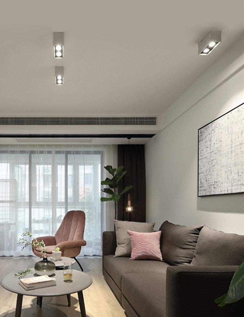 Super Brightness AC 85-230V Square Surface Mounted LED COB Dimmable Downlights 10W 15W 2X10W 2X15W LED Ceiling Lamp Spot Light