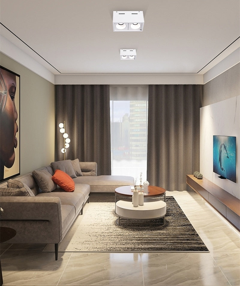 Super Brightness AC 85-230V Square Surface Mounted LED COB Dimmable Downlights 10W 15W 2X10W 2X15W LED Ceiling Lamp Spot Light