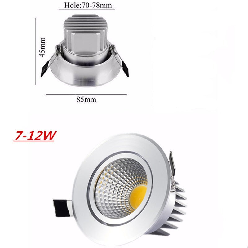 2018 Super Bright COB LED Spot Lights Dimmable 3w 5w 7w 12w Led downlight light Indoor Lighting recessed Light