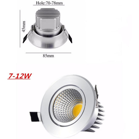 2018 Super Bright COB LED Spot Lights Dimmable 3w 5w 7w 12w Led downlight light Indoor Lighting recessed Light