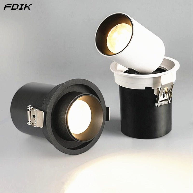 Retractable Rotating Dimmable Recessed COB LED Downlights 9W 12W 15W 24W 30W AC85-265V LED Ceiling Spot Lights Indoor Lighting