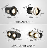 Retractable Rotating Dimmable Recessed COB LED Downlights 9W 12W 15W 24W 30W AC85-265V LED Ceiling Spot Lights Indoor Lighting