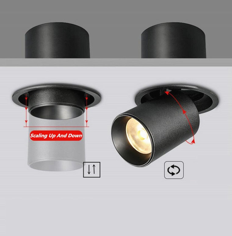 Retractable Rotating Dimmable Recessed COB LED Downlights 9W 12W 15W 24W 30W AC85-265V LED Ceiling Spot Lights Indoor Lighting