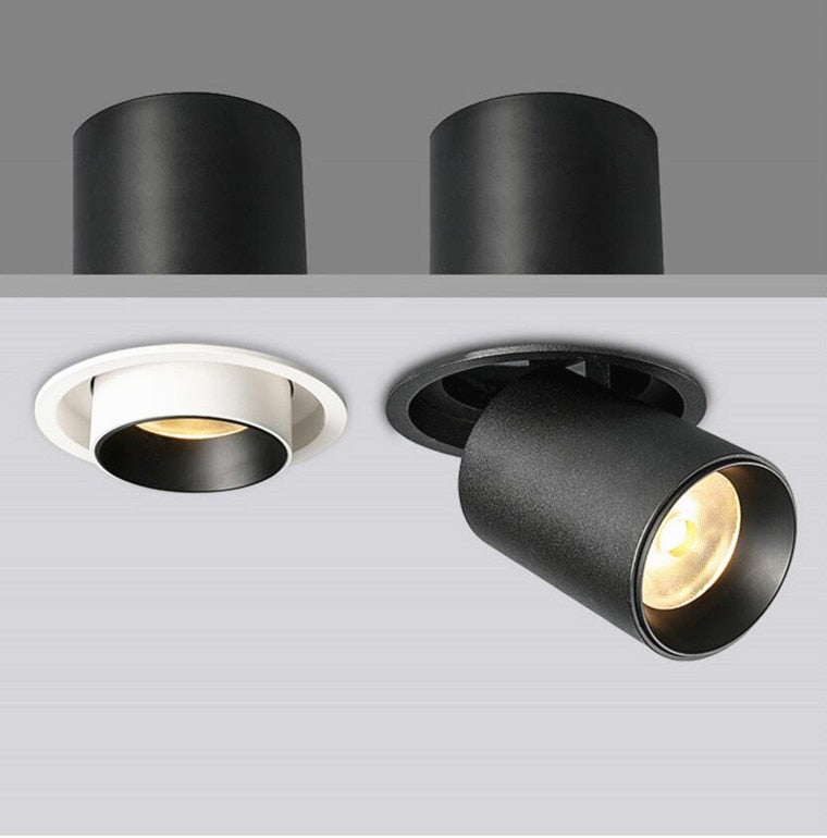 Retractable Rotating Dimmable Recessed COB LED Downlights 9W 12W 15W 24W 30W AC85-265V LED Ceiling Spot Lights Indoor Lighting