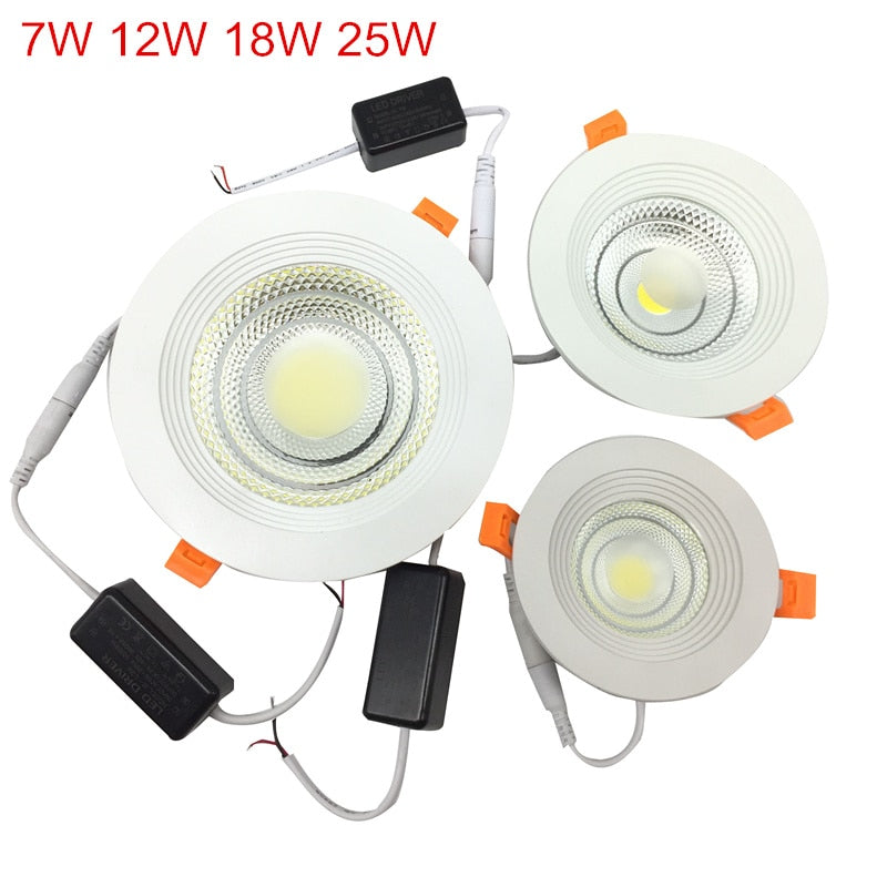 New arrival Recessed led downlight cob 7W 12W 18W 25W LED Spot light led ceiling lamp AC85-265V