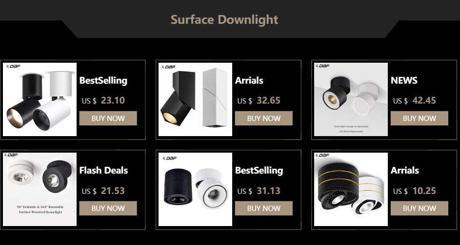 DBF LED Surface Mounted Downlight Dimmable 7W 10W 15W 20W LED Ceiling Spot Light AC90-265V for Living room Bedroom Kitchen