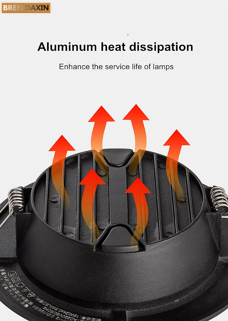 AC220V Round LED Downlight Embedded Daylight Spotlight 5W 9W 12W 18W Living Room Access Suitable for all kinds of occasions