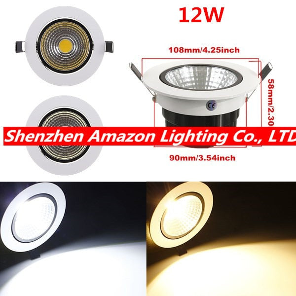 LED COB Ceiling Downlight 85-265V 6pcs/lot 12W COB LED Down Light Spotlight